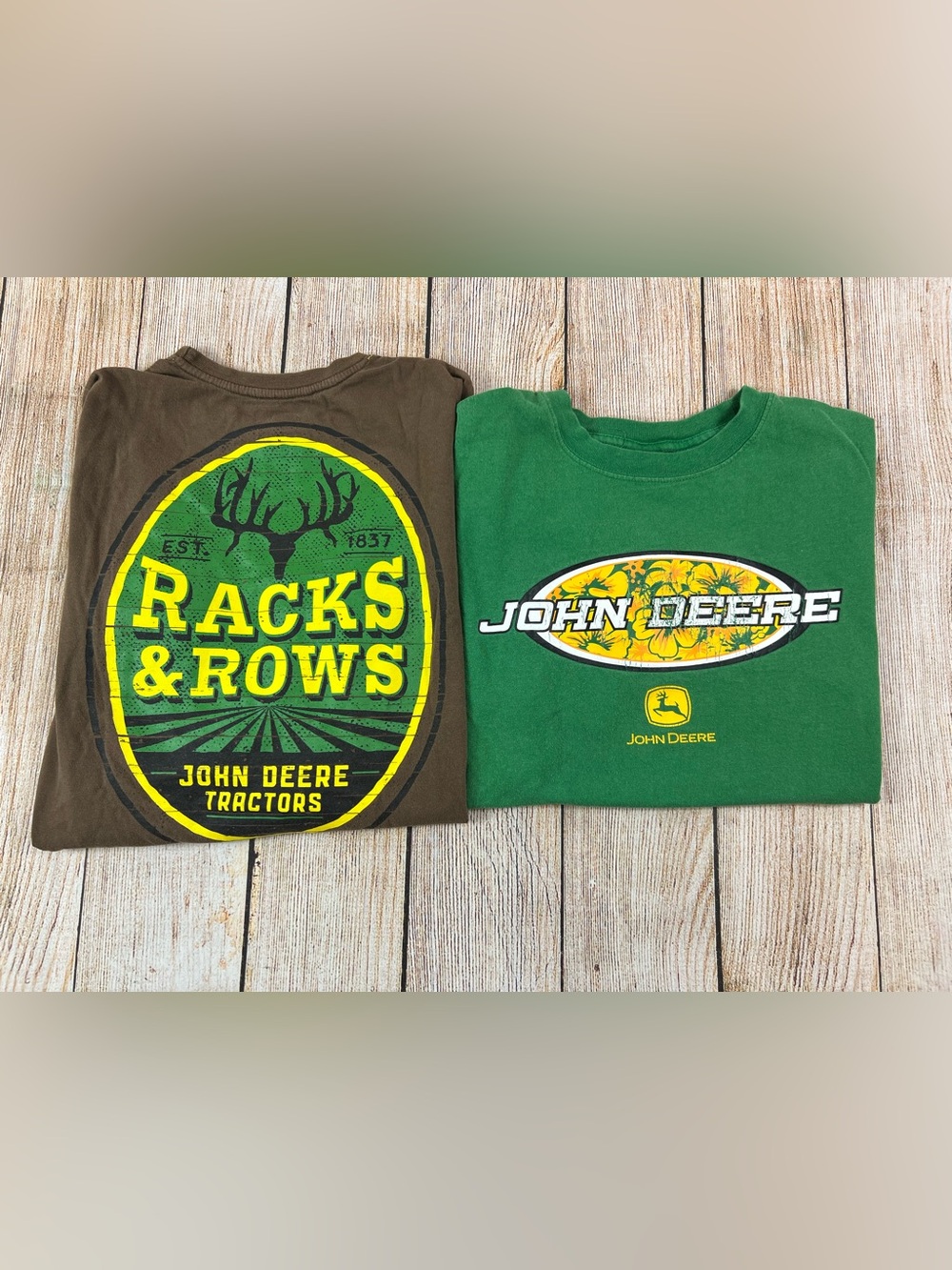 John Deere Tractors Youth Boys Medium/Large T Shirt Bundle Lot Of 2